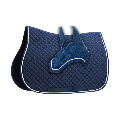 Equinavia Voss All Purpose Saddle Pad and Bonnet Set -  Bluestone Blue/White
