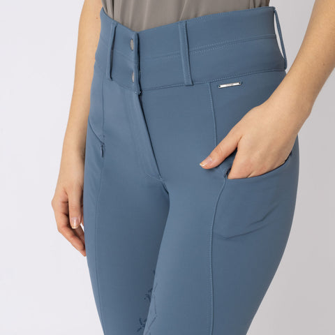 Horze Sophie Womens High Waist Full Grip Breeches - Blue Fusion
