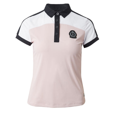 B Vertigo Alessa Womens Performance Polo Shirt- Silver Pink/ Dark White