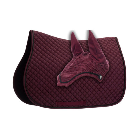 Equinavia Voss All Purpose Saddle Pad and Bonnet Set - Cranberry Red/Black