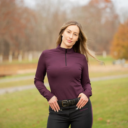 Equinavia Alexandra Womens Ribbed Training Shirt- Plum Wine