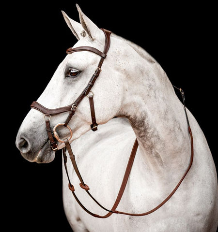 Horseware Micklem® Competition Bridle with Rubber Reins- Dark Havana
