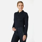 Horze Tiana Womens Long Sleeved Polo Shirt- Dark Navy