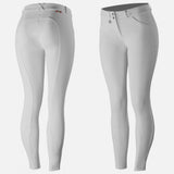Horze Women's Grand Prix Full Seat Breeches - Silicone Grip- Tan & White