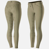 Horze Women's Grand Prix Full Seat Breeches - Silicone Grip- Tan & White