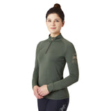 B Vertigo Sidney Womens Long Sleeved Ventilated Half Zip Shirt - Beetle Green