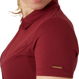 Horze Lyla Womens Technical Polo Shirt - Rhubarb Dark Red
