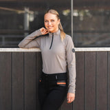 Horze Karla Womens Tech Training Half Zip Shirt -Driftwood Brown