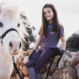Horze Fay Kids Polo Shirt - Black Plum