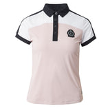 B Vertigo Alessa Womens Performance Polo Shirt- Silver Pink/ Dark White