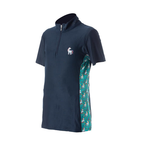 Equinavia Lena Kids Short Sleeve Quarter Zip Shirt - Navy