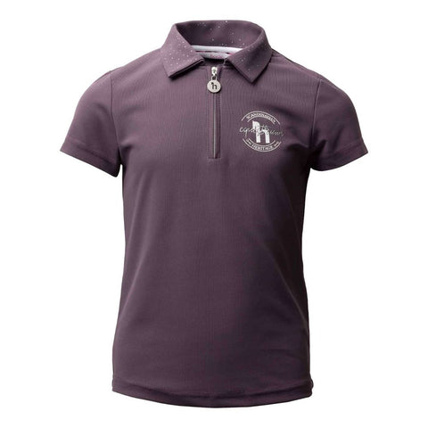Horze Fay Kids Polo Shirt - Black Plum