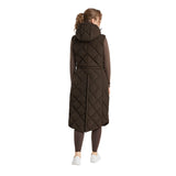 B Vertigo Gem Womens Waxed Padded Long Vest - Turkish Coffee