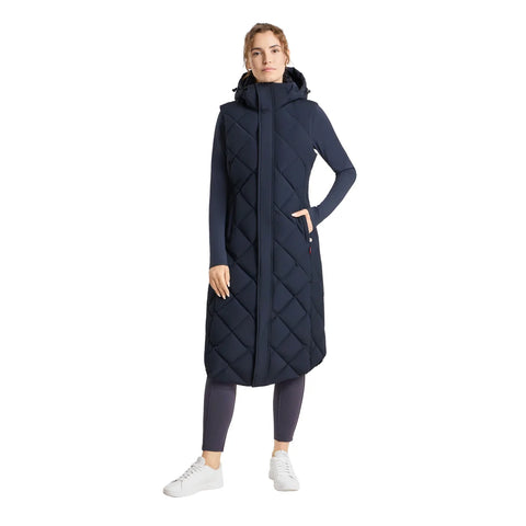 B Vertigo Gem Womens Waxed Padded Long Vest - Salute Navy
