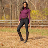 Equinavia Alexandra Womens Ribbed Training Shirt- Plum Wine
