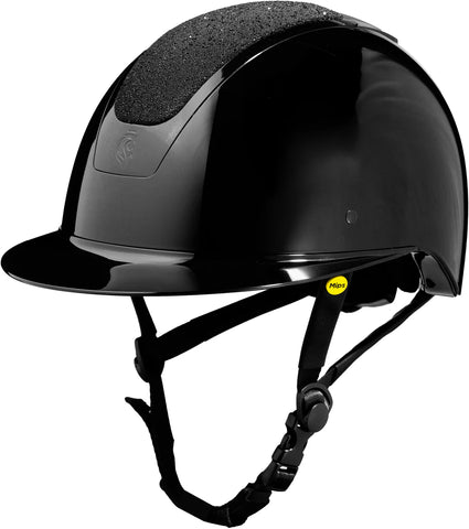 Equinavia Crown Glossy Mips® Riding Helmet - Black/Black Diamond Crystal