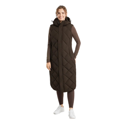 B Vertigo Gem Womens Waxed Padded Long Vest - Turkish Coffee