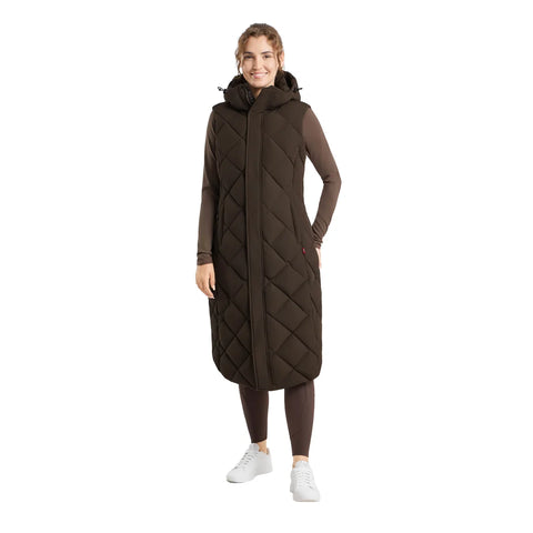 B Vertigo Gem Womens Waxed Padded Long Vest - Turkish Coffee