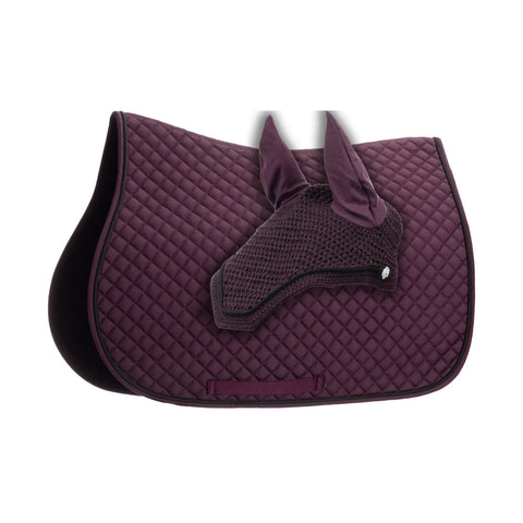 Equinavia Voss All Purpose Saddle Pad and Bonnet Set -  Plum Wine/ Black