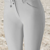 Horze Women's Grand Prix Full Seat Breeches - Silicone Grip- Tan & White